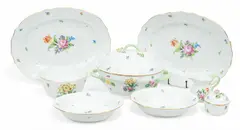 Herend, 'Printemps' Hand-Painted Porcelain Serving Pieces Depth 8" 8 PCS