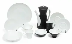 'Ebony Black' Porcelain Dinner Set, Feat. Thomas & Continental China Bowls Depth 4.3" 100 PCS by Rosenthal, six 'Ebony Black' teacups, sold Apr 2025