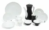 Rosenthal, 'Ebony Black' Porcelain Dinner Set, Feat. Thomas & Continental China Bowls Depth 4.3" 100 PCS, six 'Ebony Black' teacups