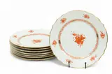 Herend, Manufactory (Hungarian) Chinese Bouquet Rust Porcelain Dinner Plates, 16 pcs