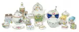 Herend, Manufactory (Hungarian) Porcelain Covered Boxes, Dishes, Clock & Figurines, Depth 5" 26 pcs
