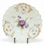 Hand Painted Porcelain Plate Ca. 1900, 1 pc by Meissen, Ca. 1900, Blue crossed swords mark under glaze, sold Dec 2024