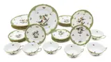 Herend, Manufactory (Hungarian) Rothschild Bird (Green Scale Border) Porcelain Partial Service, 30 pcs