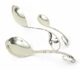 Ornamental Sterling Silver Serving And Condiment Spoons, -8" 6.2t oz 3 pcs by Georg Jensen, sold Dec 2024