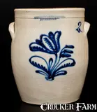 Harrington & Burger, HARRINGTON & BURGER / ROCHESTER Stoneware Jar w/ Cobalt Floral Decoration