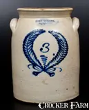 John Burger, 3 Gal. JOHN BURGER / ROCHESTER Stoneware Jar with Wreath Decoration, circa 1860, Stoneware