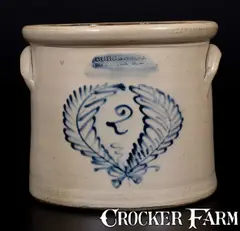 Burger & Co, BURGER & CO. / ROCHESTER N.Y. Stoneware Crock w/ Cobalt Wreath Decoration, circa 1875, Stoneware