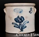 Burger & Lang, 3 Gal. BURGER & LANG / ROCHESTER, NY Stoneware Jar with Slip-Trailed Floral Decoration