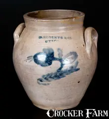 D. Roberts & Co., D. ROBERTS & CO. / UTICA, NY Ovoid Stoneware Jar w/ Floral Decoration, circa 1827-1830, Stoneware