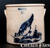 Scarce J. & E. NORTON. / BENNINGTON VT Stoneware Crock w/ Chicken Pecking Corn and Fence by J. & E. Norton, circa 1855, Stoneware, sold Oct 2015