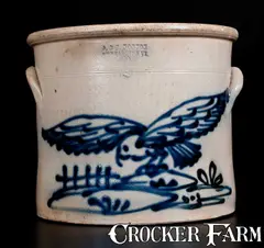 J. & E. Norton, J. & E. NORTON / BENNINGTON, VT Stoneware Crock with Flying Hawk Decoration, circa 1855, Stoneware