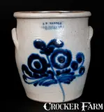 Fine J. & E. NORTON / BENNINGTON VT Stoneware Jar w/ Cobalt Floral Decoration by J. & E. Norton, circa 1855, Stoneware, sold Oct 2015