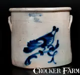 J. & E. NORTON / BENNINGTON VT Two-Gallon Stoneware Bird Crock by J. & E. Norton, circa 1855, Stoneware, sold Oct 2015