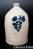 A. K. Ballard, A. K. BALLARD / BURLINGTON, VT Stoneware Jug with Grapes Decoration, circa 1870, Stoneware