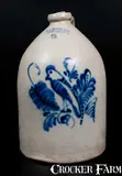 F.B. NORTON & CO. / WORCESTER, MASS Three-Gallon Stoneware Jug w/ Cobalt Parrot Design by F. B. Norton & Co, circa 1870, Stoneware, sold Oct 2015