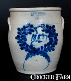 J. & E. NORTON / BENNINGTON VT Stoneware Cream Jar w/ Cobalt 1858 Date Within a Wreath by J. & E. Norton, 1858, Stoneware, sold Oct 2015
