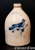J NORTON & CO / BENNINGTON VT One-Gallon Stoneware Jug with Bird Decoration by J. Norton & Co., circa 1860, Stoneware, sold Oct 2015