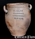 C. Crolius, C. CROLIUS / MANUFACTURER / MANHATTAN-WELLS / NEW-YORK Incised Stoneware Jar