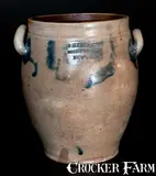 J. Remmey, Rare J. REMMEY. / MANHATTAN-WELLS / NEW-YORK Stoneware Jar w/ Incised Foliate Decoration