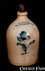 Vesey St, Decorated Stoneware Jug with VESEY ST. / NEW YORK Druggist's Advertising, circa 1840, Stoneware
