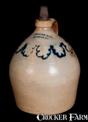 J. B. CAIRE & CO. / POKEEPSIE, NY Stoneware Jug w/ Slip-Trailed Loop Decoration by J. B. Caire & Co., circa 1842-1843, Stoneware, sold Oct 2015