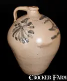 Sh Addington, Extremely Rare SH ADDINGTON / UTICA Stoneware Incised Fish Jug, circa 1830-1838, Stoneware