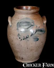 W. Nichols, Very Rare W. NICHOLS / PO'KEEPSIE Decorated Stoneware Jar, Poughkeepsie, NY, circa 1823, circa 1823, Stoneware
