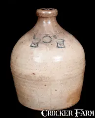 Jacob Caire, Unusual JACOB CAIRE / PO'KEEPSIE, NY Apothecary Jug w/ Impressed Mortar and Pestle Motif, circa 1845, Stoneware