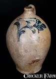 D. Williams, Important D. WILLIAMS / POUGHKEEPSIE Stoneware Jug w/ Incised Floral Decoration, Durrell Williams, 1815-20, 1815-20, Stoneware