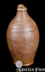 Made By J. Letts, Rare One-Pint MADE BY J. LETTS / SOUTH AMBOY Stoneware Jug w/ Coggled Design, circa 1810, Stoneware