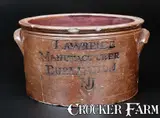 Thomas Lawrence, Extremely Rare LAWRENCE / MANUFACTURER / BURLINGTON / NJ Stoneware Cake Crock, c1815, c1815, Stoneware