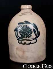 J. M. PRUDEN / ELIZABETH, NJ Decorated Stoneware Jug by J.M. Pruden, mid 19th century, Stoneware, sold Oct 2015