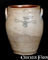 Swan & States, SWAN & STATES / STONINGTON Stoneware Jar w/ Incised Decoration, circa 1825, Stoneware