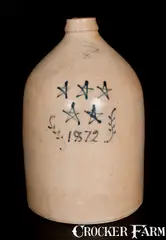 Brown Brother, Extremely Rare 1872 BROWN BROTHER / HUNTINGTON / L.I Stoneware Jug w/ Stars, 1872, Stoneware