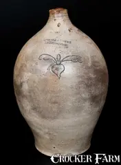 Swan & States, SWAN & STATES / STONINGTON, CT Two-Gallon Stoneware Jug with Incised Design, circa 1825, Stoneware