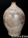 Swan & States, SWAN & STATES / STONINGTON, CT Two-Gallon Stoneware Jug with Incised Design, circa 1825, Stoneware