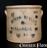 Brown Brothers, Very Rare Oscar Mills / Patchogue, LI Stoneware Crock by BROWN BROTHERS / HUNTINGTON / L.I.