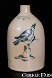 Fulper Bros, FULPER BROS. / FLEMINGTON, NJ Stoneware Jug w/ Bird on Stump Decoration, fourth quarter 19th century, Stoneware