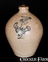 S. Risley, S. RISLEY / NORWICH, Connecticut, Stoneware Jug with Cobalt Floral Decoration, circa 1850, Stoneware