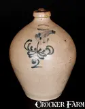 S. Risley, S. RISLEY / NORWICH, Connecticut, Stoneware Jug with Cobalt Floral Decoration, circa 1850, Stoneware