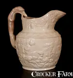 American Pottery Co., Rare AMERICAN POTTERY CO. / JERSEY CITY, N.J. Yellowware Hound-Handled Pitcher, circa 1833-1850, Yellowware