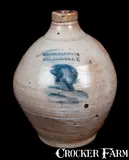 Lewis & Gardiner, Rare LEWIS & GARDINER / HUNTINGTON, L.I. Decorated Stoneware Jug, circa 1827-1829, Stoneware