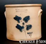 Brown Brothers, BROWN BROTHERS / HUNTINGTON, L.I. Stoneware Crock w/ Floral and Dotted Decoration