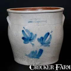 Brown & Bros, BROWN & BROS. / HUNTINGTON, L.I. Stoneware Jar w/ Floral Decoration, circa 1863-1870, Stoneware