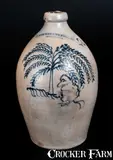 F. Stetzenmeyer & Co., Rare F. STETZENMEYER & CO. / ROCKESTER, N.Y. Stoneware Jug w/ Tree and Human Face Decoration, circa 1850, Stoneware