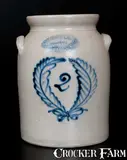 Burger & Lang, 2 Gal. BURGER & LANG / ROCHESTER, N.Y. Stoneware Jar with Wreath Decoration