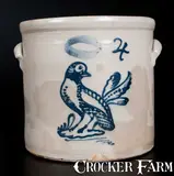 J. Burger Jr, J. BURGER JR. / ROCHESTER Stoneware Crock with Fine Bird Decoration