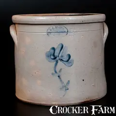 S. C. Brown, Scarce S. C. BROWN / HUNTINGTON Stoneware Crock w/ Floral Decoration, circa 1879-1882, Stoneware