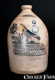 Andrew Geddes, GEDDES / NY Stoneware Jug with Fine Slip-Trailed Bird and Floral Decoration, third quarter 19th century, Stoneware