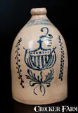 J. C. Waelde, Rare J. C. WAELDE / NORTH BAY Stoneware Jug with Patriotic Shield Decoration